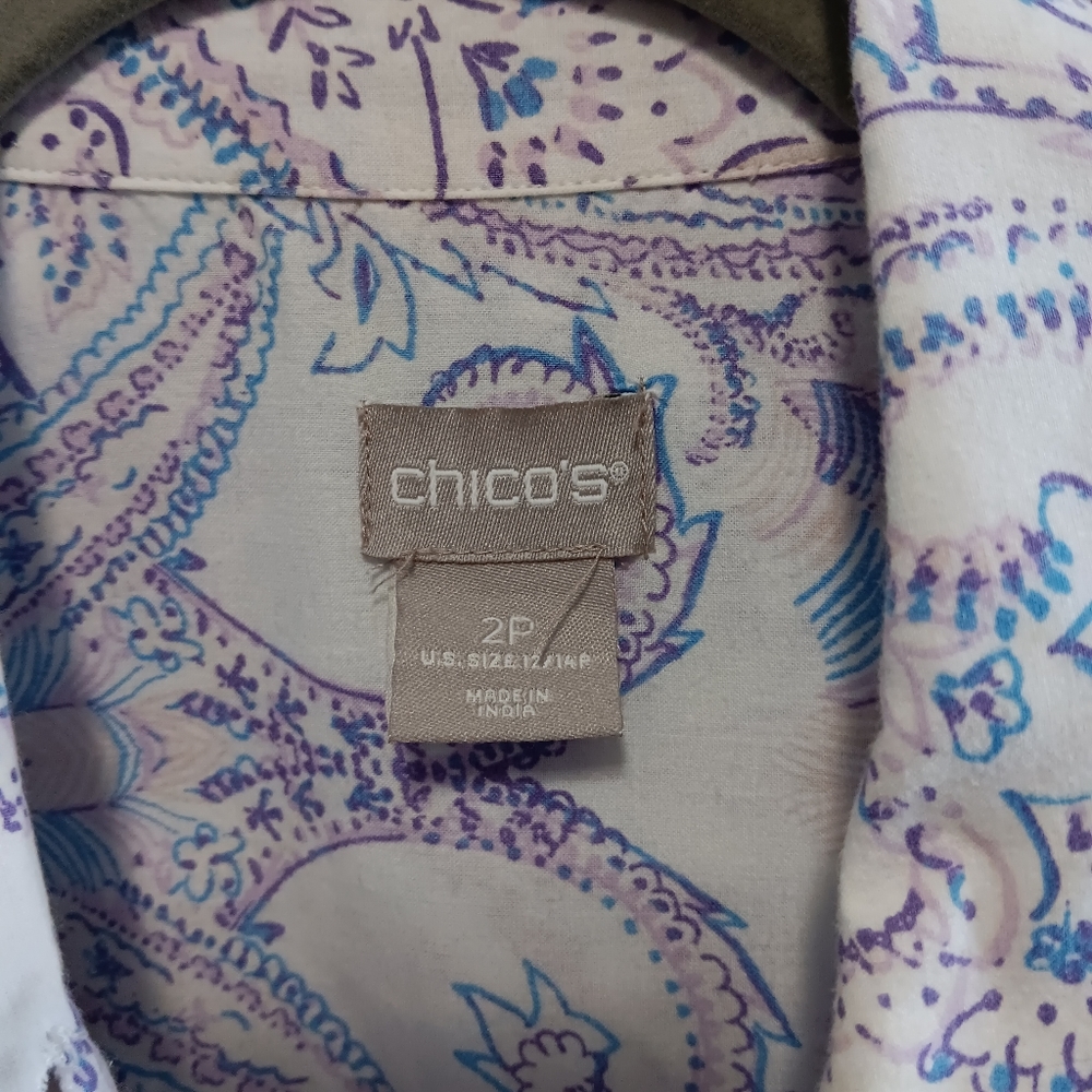 CHICO'S lightweight cotton print button down tunic, 2P - Picture 7 of 13